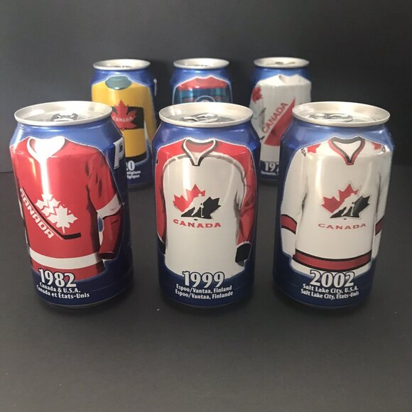 Pepsi Team Canada Olympic Jersey Cans Empty Sealed Set of 6 - Picture 2 of 5